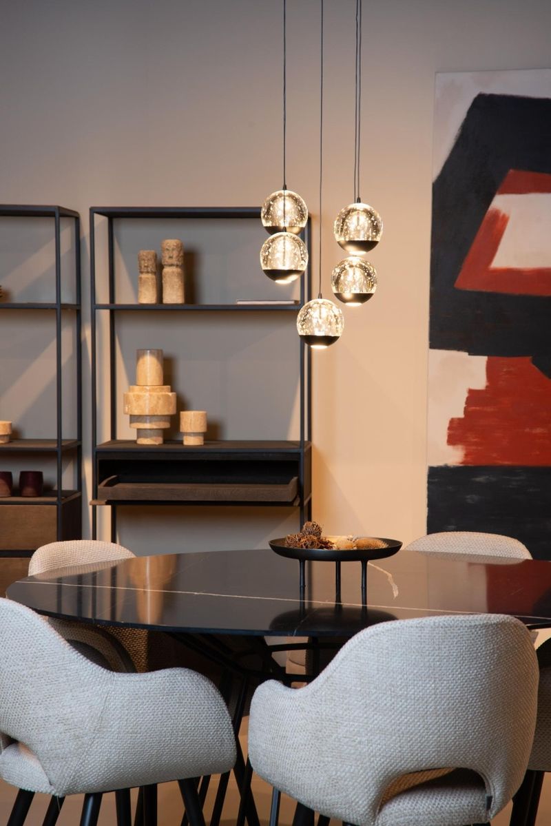 Lucide SENTUBAL - Závesné svietidlo - Ø 35 cm - LED Rozm. - 5x5,2W 2700K - Čierna